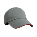 Grey-Red - Front - Result Headwear Herringbone Sandwich Peak Baseball Cap