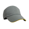 Grey-Yellow - Front - Result Headwear Herringbone Sandwich Peak Baseball Cap