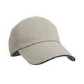 Tan-Navy - Front - Result Headwear Herringbone Sandwich Peak Baseball Cap