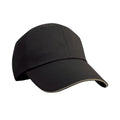 Black-Tan - Front - Result Headwear Herringbone Sandwich Peak Baseball Cap