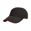 Black-Red - Front - Result Headwear Heavy Brushed Cotton Sandwich Peak Baseball Cap