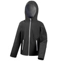 Black-Grey - Front - Result Core Childrens-Kids TX Performance Hooded Soft Shell Jacket