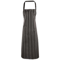 Black-White - Front - Premier Ladies-Womens Stripe Apron - Workwear (Butchers Style)