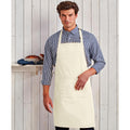 Natural - Back - Premier Ladies-Womens Colours Bip Apron With Pocket - Workwear