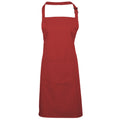 Red - Front - Premier Ladies-Womens Colours Bip Apron With Pocket - Workwear