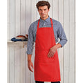 Strawberry Red - Back - Premier Ladies-Womens Colours Bip Apron With Pocket - Workwear