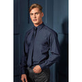 Navy - Side - Premier Mens Long Sleeve Formal Plain Work Poplin Shirt