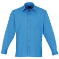 Sapphire - Front - Premier Mens Long Sleeve Formal Plain Work Poplin Shirt