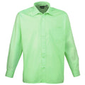 Aqua - Front - Premier Mens Long Sleeve Formal Plain Work Poplin Shirt