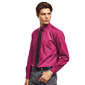 Hot Pink - Back - Premier Mens Long Sleeve Formal Plain Work Poplin Shirt