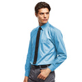 Turquoise - Back - Premier Mens Long Sleeve Formal Plain Work Poplin Shirt