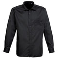 Black - Front - Premier Mens Long Sleeve Formal Plain Work Poplin Shirt