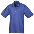 Royal - Front - Premier Mens Short Sleeve Formal Poplin Plain Work Shirt