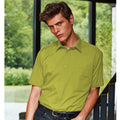 Lime - Back - Premier Mens Short Sleeve Formal Poplin Plain Work Shirt