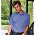 Mid Blue - Back - Premier Mens Short Sleeve Formal Poplin Plain Work Shirt