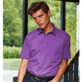 Rich Violet - Back - Premier Mens Short Sleeve Formal Poplin Plain Work Shirt