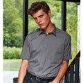 Steel - Back - Premier Mens Short Sleeve Formal Poplin Plain Work Shirt