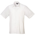 White - Front - Premier Mens Short Sleeve Formal Poplin Plain Work Shirt