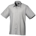 Silver - Front - Premier Mens Short Sleeve Formal Poplin Plain Work Shirt