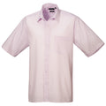 Pink - Front - Premier Mens Short Sleeve Formal Poplin Plain Work Shirt