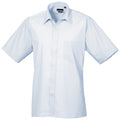 Light Blue - Front - Premier Mens Short Sleeve Formal Poplin Plain Work Shirt