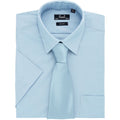 Light Blue - Back - Premier Mens Short Sleeve Formal Poplin Plain Work Shirt