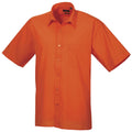 Orange - Front - Premier Mens Short Sleeve Formal Poplin Plain Work Shirt