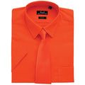 Orange - Back - Premier Mens Short Sleeve Formal Poplin Plain Work Shirt