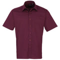 Aubergine - Front - Premier Mens Short Sleeve Formal Poplin Plain Work Shirt