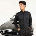 Black - Side - Premier Mens Long Sleeve Pilot Plain Work Shirt