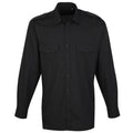Black - Front - Premier Mens Long Sleeve Pilot Plain Work Shirt