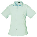 Aqua - Front - Premier Short Sleeve Poplin Blouse - Plain Work Shirt