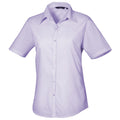 Lilac - Front - Premier Short Sleeve Poplin Blouse - Plain Work Shirt