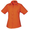 Orange - Front - Premier Short Sleeve Poplin Blouse - Plain Work Shirt