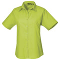 Lime - Front - Premier Short Sleeve Poplin Blouse - Plain Work Shirt