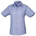 Mid Blue - Front - Premier Short Sleeve Poplin Blouse - Plain Work Shirt