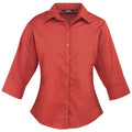 Red - Front - Premier 3-4 Sleeve Poplin Blouse - Plain Work Shirt
