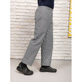 Black-White Check - Side - Premier Unisex Pull-on Chefs Trousers - Catering Workwear