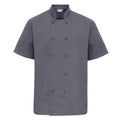 Steel Grey - Front - Premier Unisex Short Sleeved Chefs Jacket - Workwear