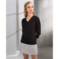 Black - Back - Premier Womens-Ladies V-Neck Knitted Sweater - Top