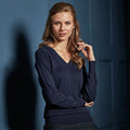 Navy - Back - Premier Womens-Ladies V-Neck Knitted Sweater - Top