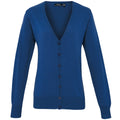 Royal - Front - Premier Womens-Ladies Button Through Long Sleeve V-neck Knitted Cardigan