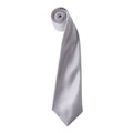 Silver Grey - Front - Premier Mens Plain Satin Tie (Narrow Blade)
