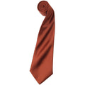 Chestnut - Front - Premier Mens Plain Satin Tie (Narrow Blade)