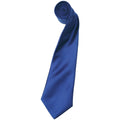 Marine Blue - Front - Premier Mens Plain Satin Tie (Narrow Blade)