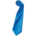 Sapphire - Front - Premier Mens Plain Satin Tie (Narrow Blade)