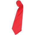 Strawberry Red - Front - Premier Mens Plain Satin Tie (Narrow Blade)