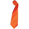 Terracotta - Front - Premier Mens Plain Satin Tie (Narrow Blade)