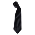 Black - Back - Premier Mens Plain Satin Tie (Narrow Blade)