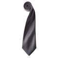 Dark Grey - Front - Premier Mens Plain Satin Tie (Narrow Blade)